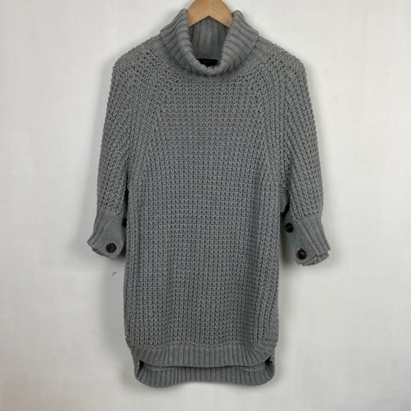J.Crew XS / S Poncho Gray Knit Turtleneck Sweater - Picture 3 of 13